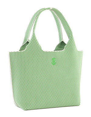 Sutton City Tote - Parakeet Green Diamond seen from the other front