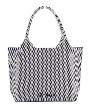 Sutton City Tote - Navy Diamond Monogram / Detachable Metal Chain seen from the other front