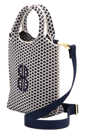 Sutton City Tote - Navy Diamond seen from the side