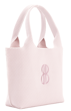 Sutton City Tote - Petal Pink Diamond Monogram / Detachable Metal Chain seen from the side