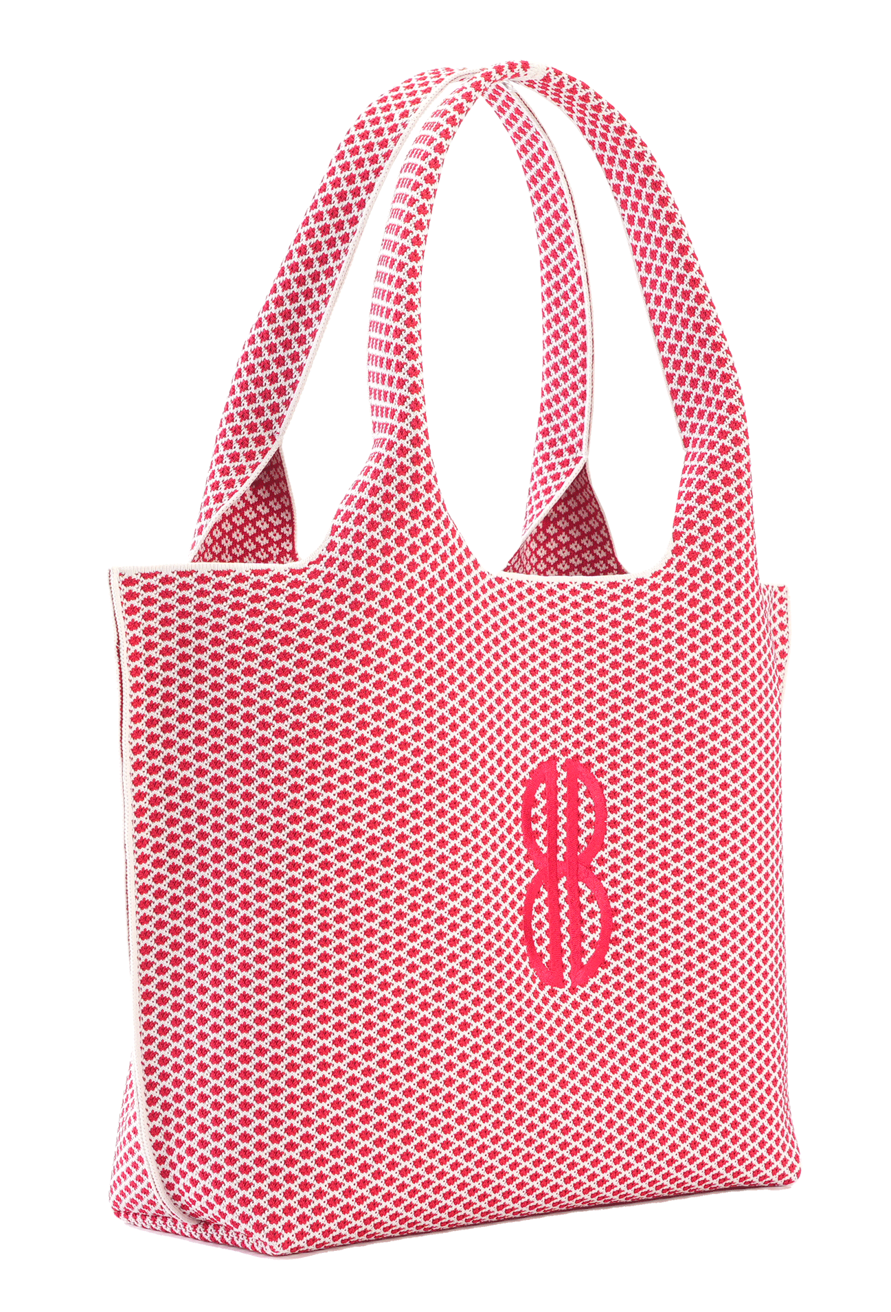 Sutton City Tote - Red Diamond Monogram / Detachable Metal Chain seen from the other front