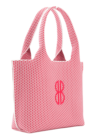 Sutton City Tote - Red Diamond Monogram / Detachable Metal Chain seen from the other front